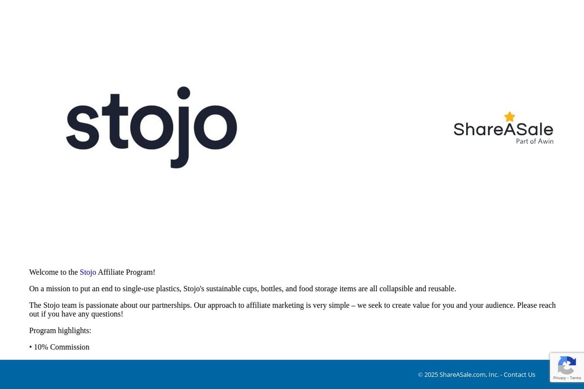 Stojo affiliate program signup page