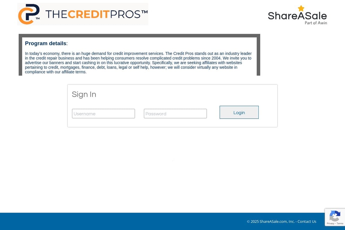 Credit Assistance Network affiliate program signup page