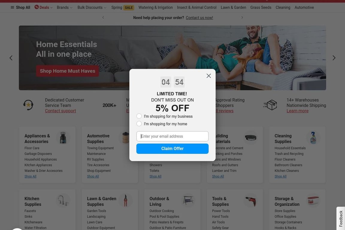 Max Warehouse homepage