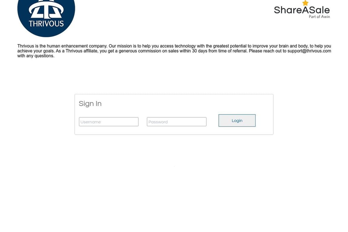 Thrivous affiliate program signup page