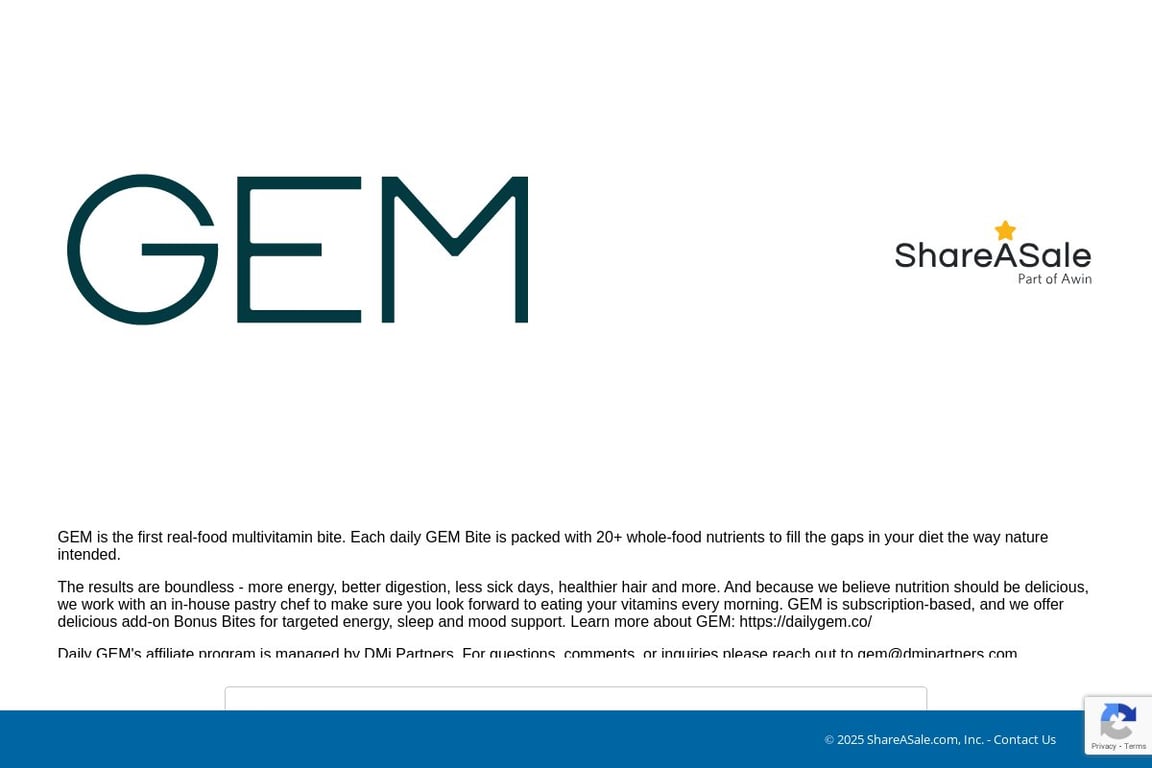 GEM affiliate program signup page