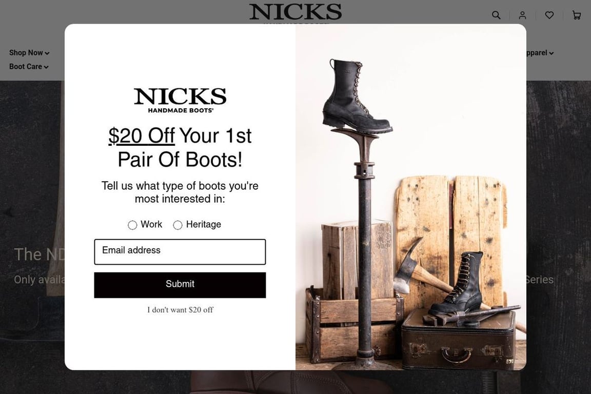 Nick’s Handmade Boots homepage
