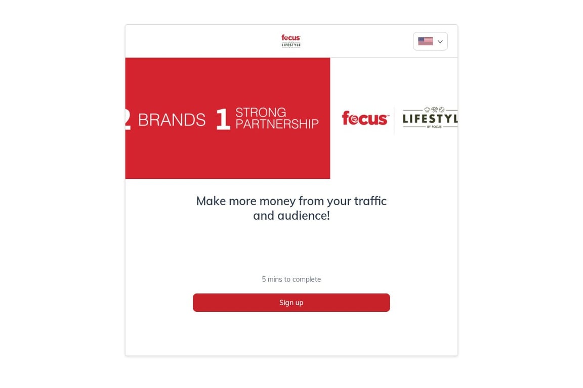 Focus Camera affiliate program signup page