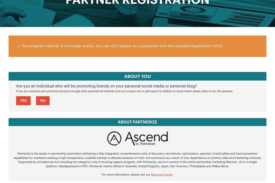 Project Juice affiliate program signup page