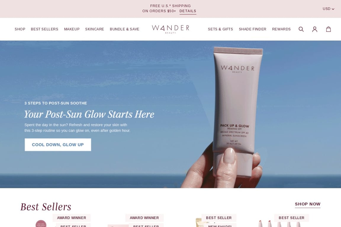 Wander Beauty homepage