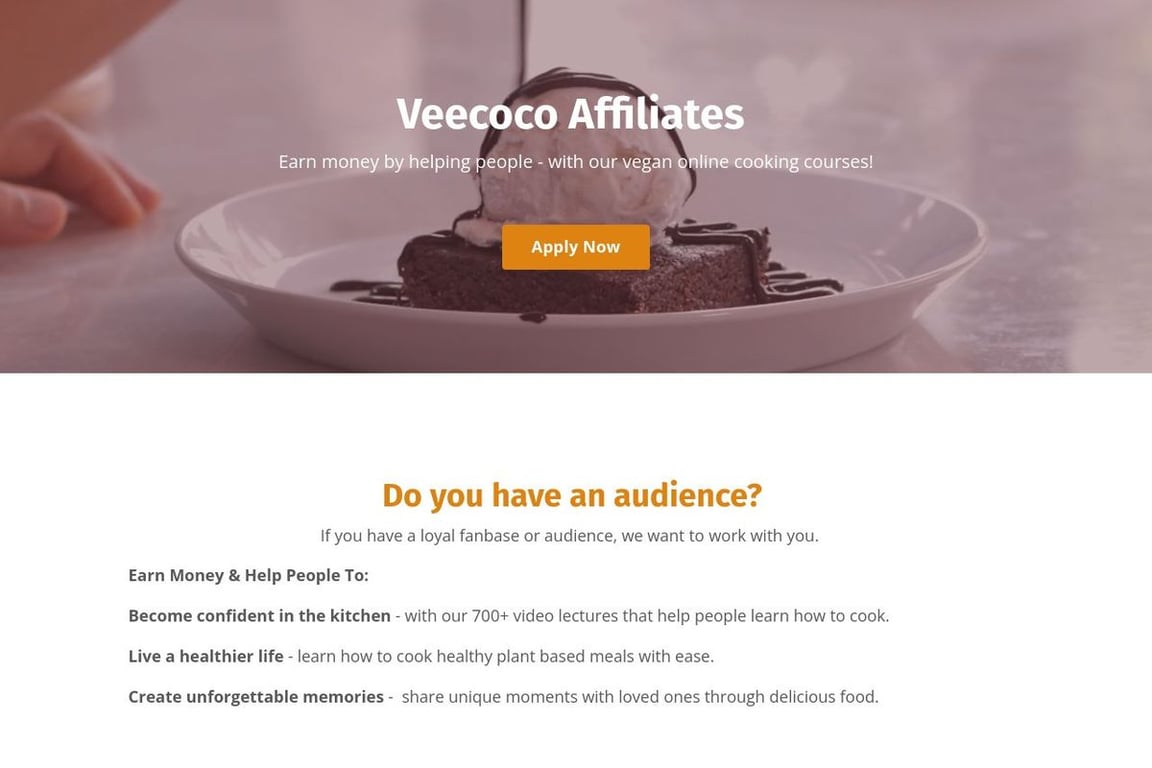 Veecoco affiliate program signup page