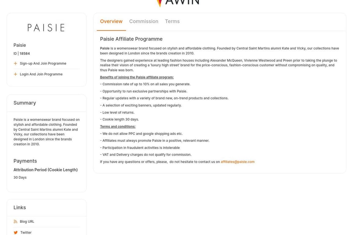 Paisie affiliate program signup page