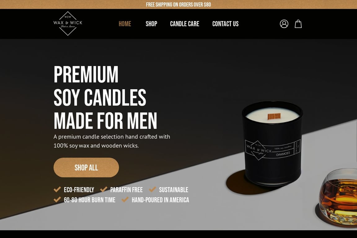 Wax and Wick homepage