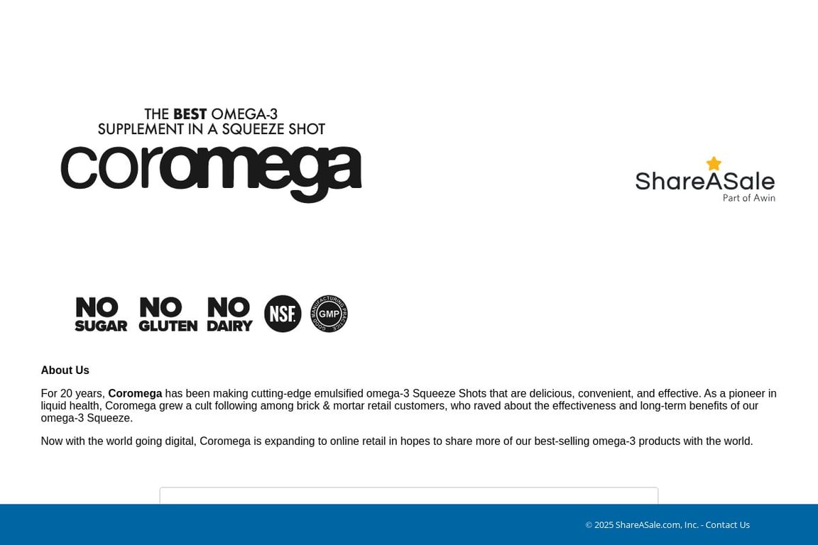 Coromega affiliate program signup page