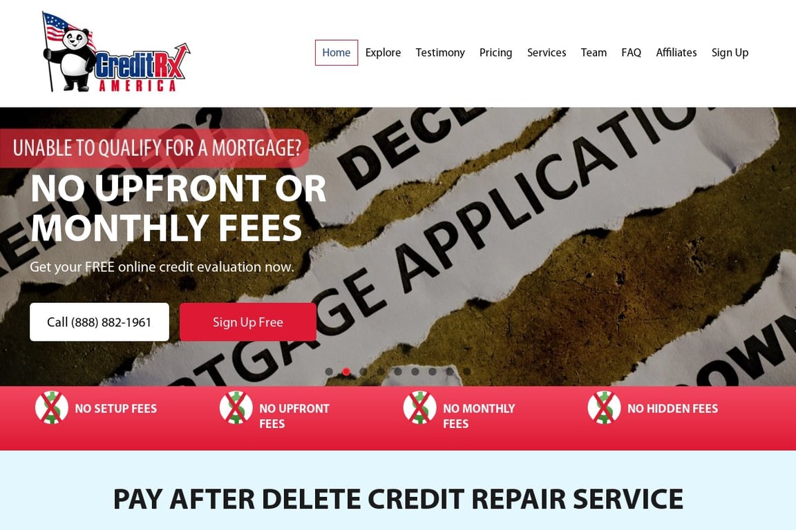 Credit Rx America homepage