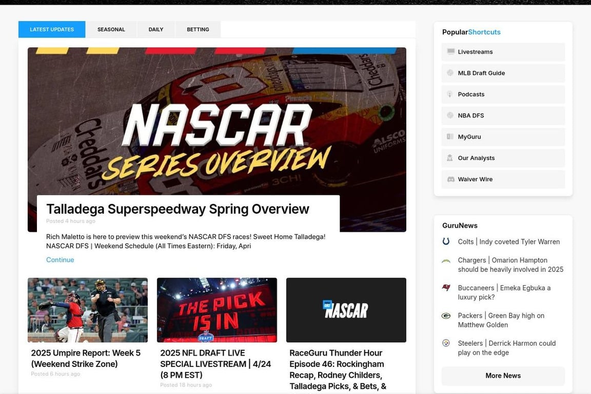 Fantasy Guru homepage