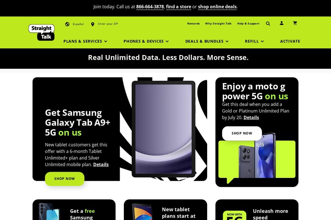 Straight Talk homepage