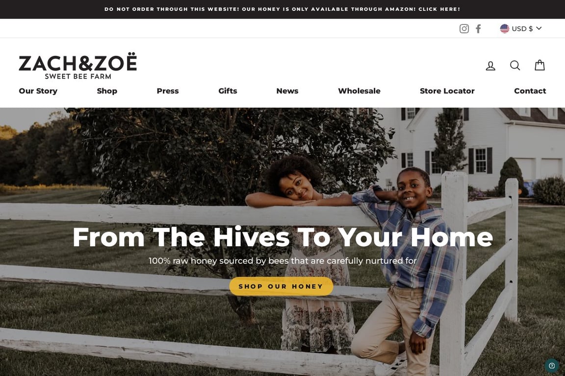 Zach & Zoe Sweet Bee Farm homepage