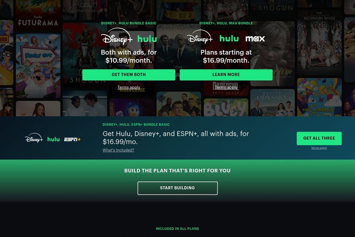 Hulu homepage