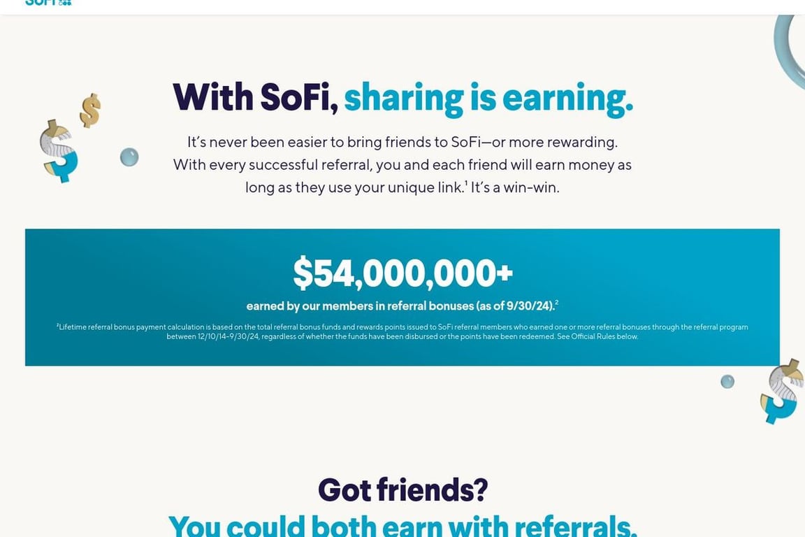 SoFi affiliate program signup page