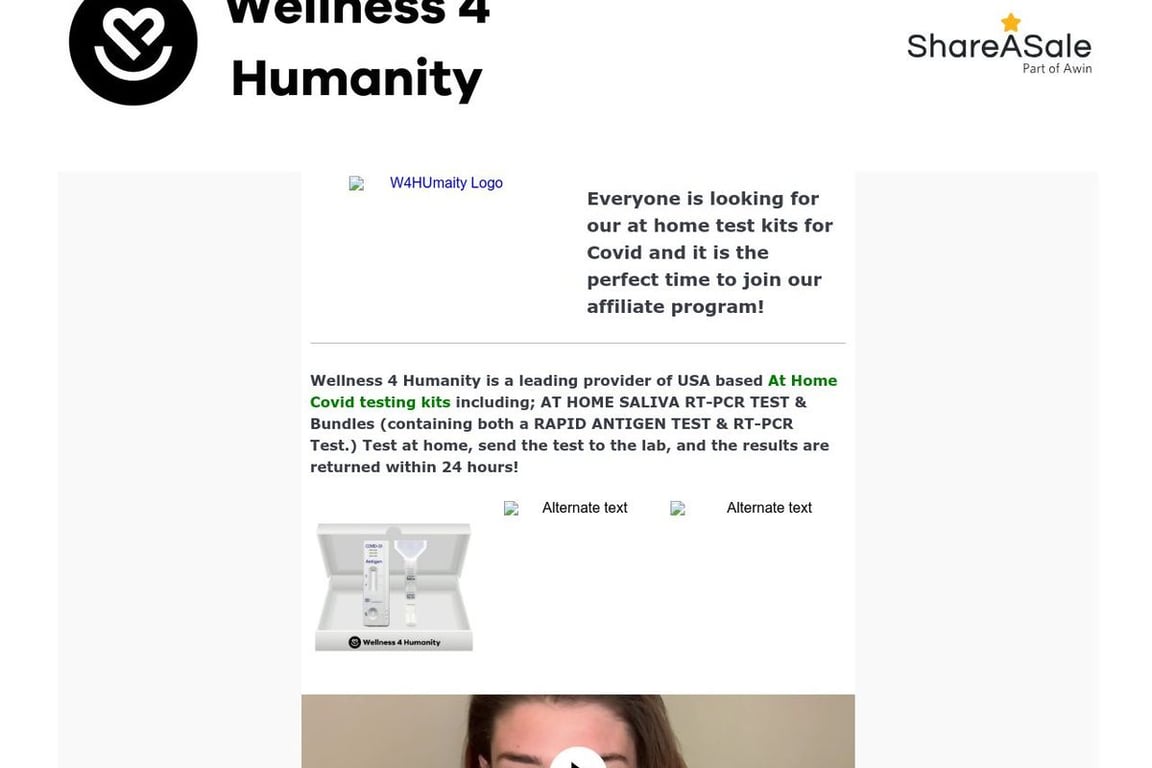 Wellness 4 Humanity affiliate program signup page