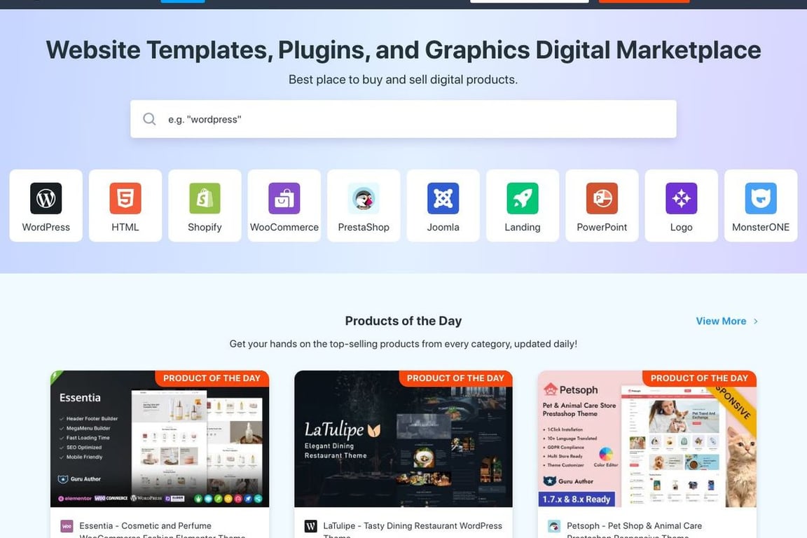 TemplateMonster homepage