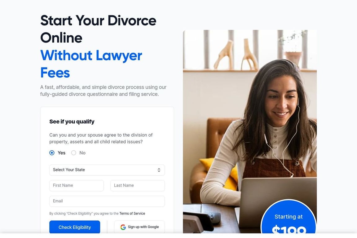 Online Divorce homepage