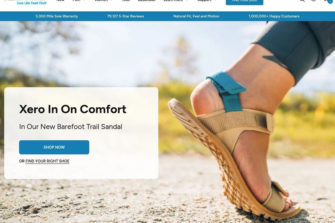 Xero Shoes homepage
