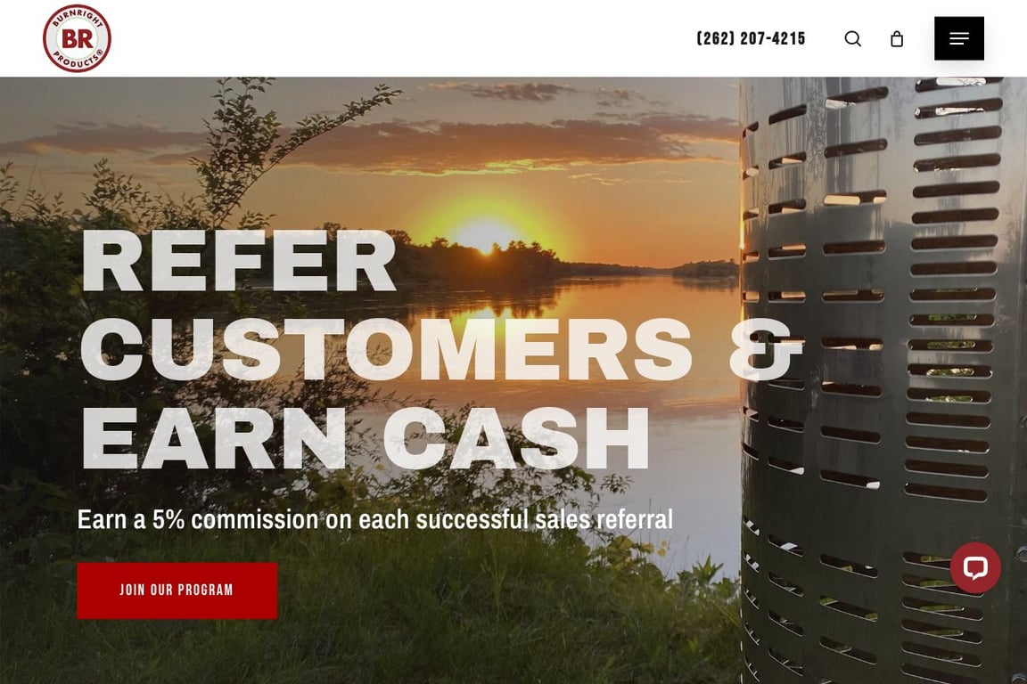 Burn Right Products affiliate program signup page