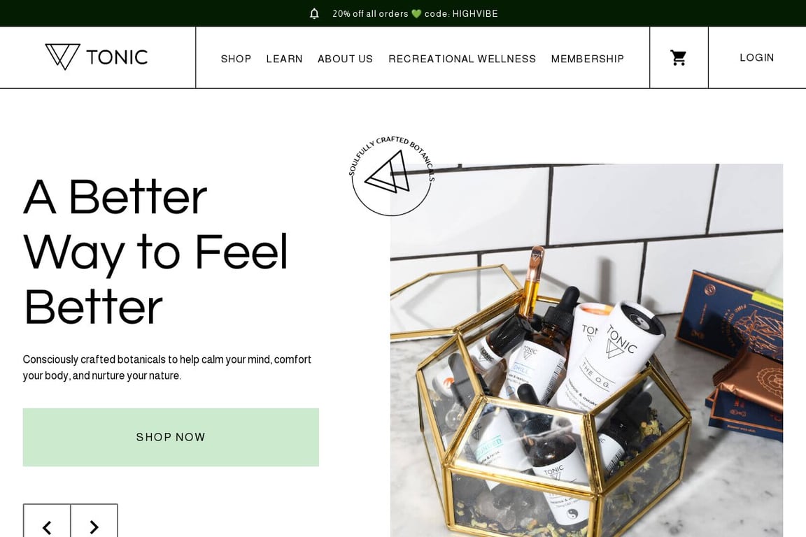 Tonic CBD homepage