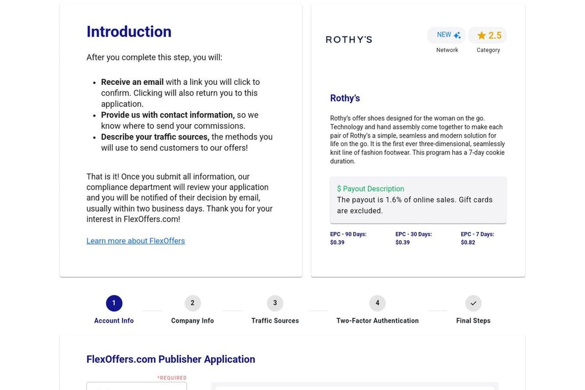 Rothyâ€™s affiliate program signup page