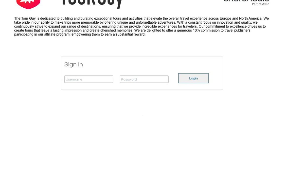 The Tour Guy affiliate program signup page