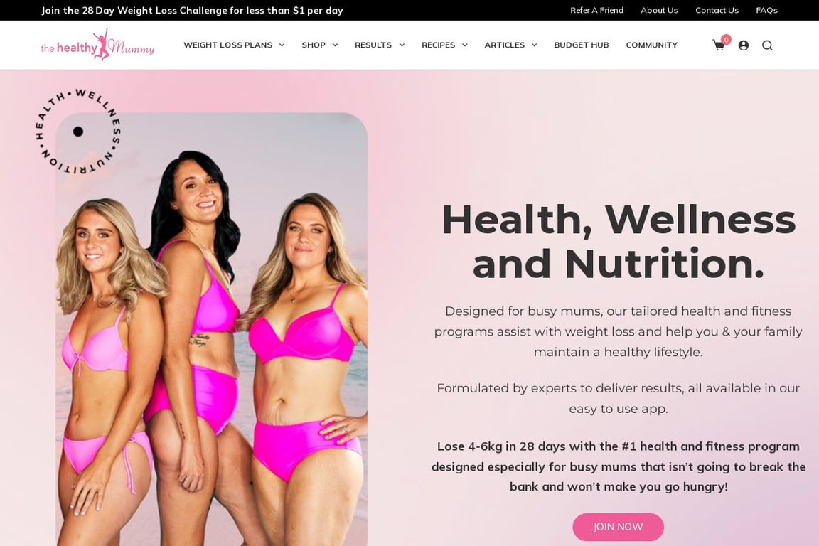 The Healthy Mummy homepage