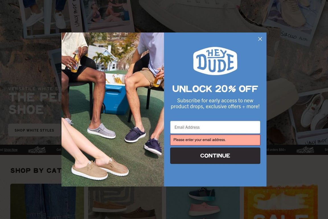 Hey Dude Shoes homepage