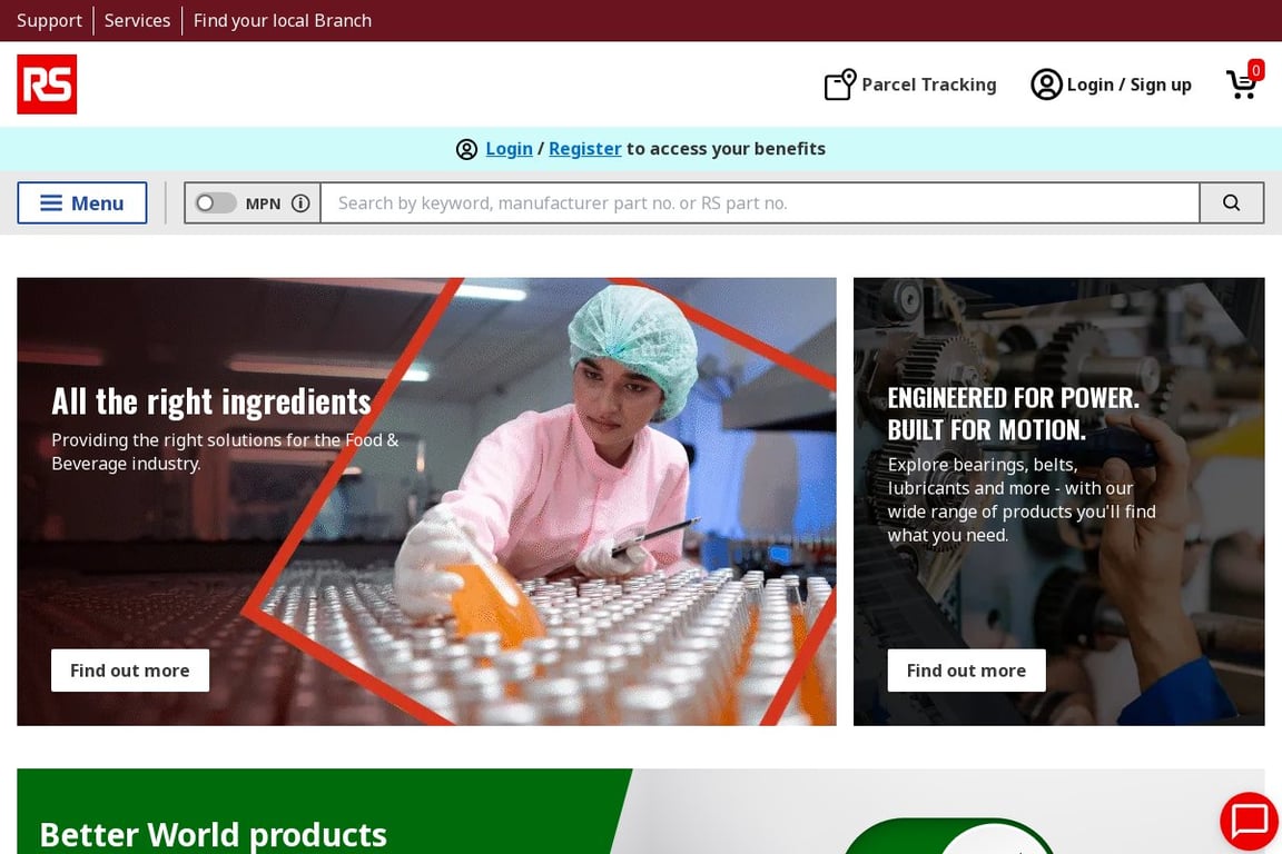 RS Components UK homepage