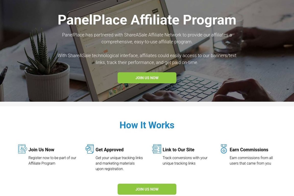 PanelPlace affiliate program signup page