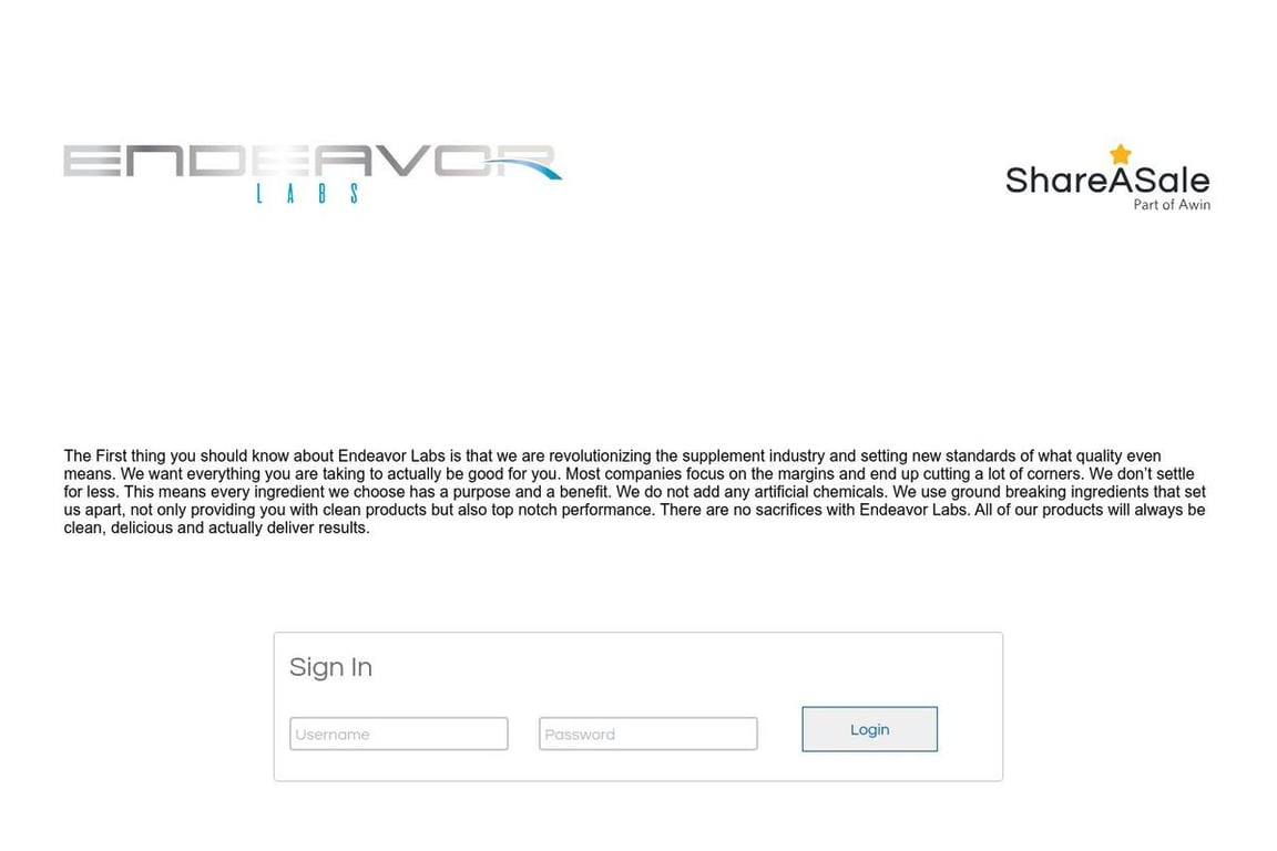 Endeavor Lifestyle affiliate program signup page
