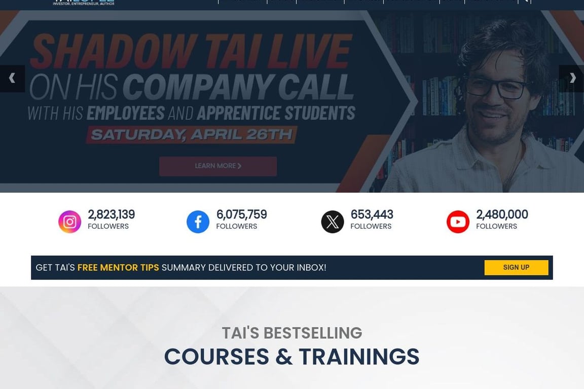 Tai Lopez Affiliates homepage