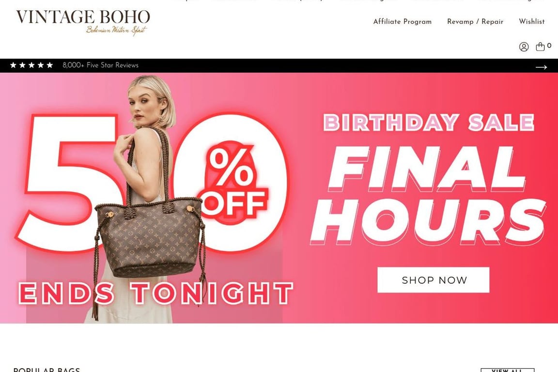 Vintage Boho homepage