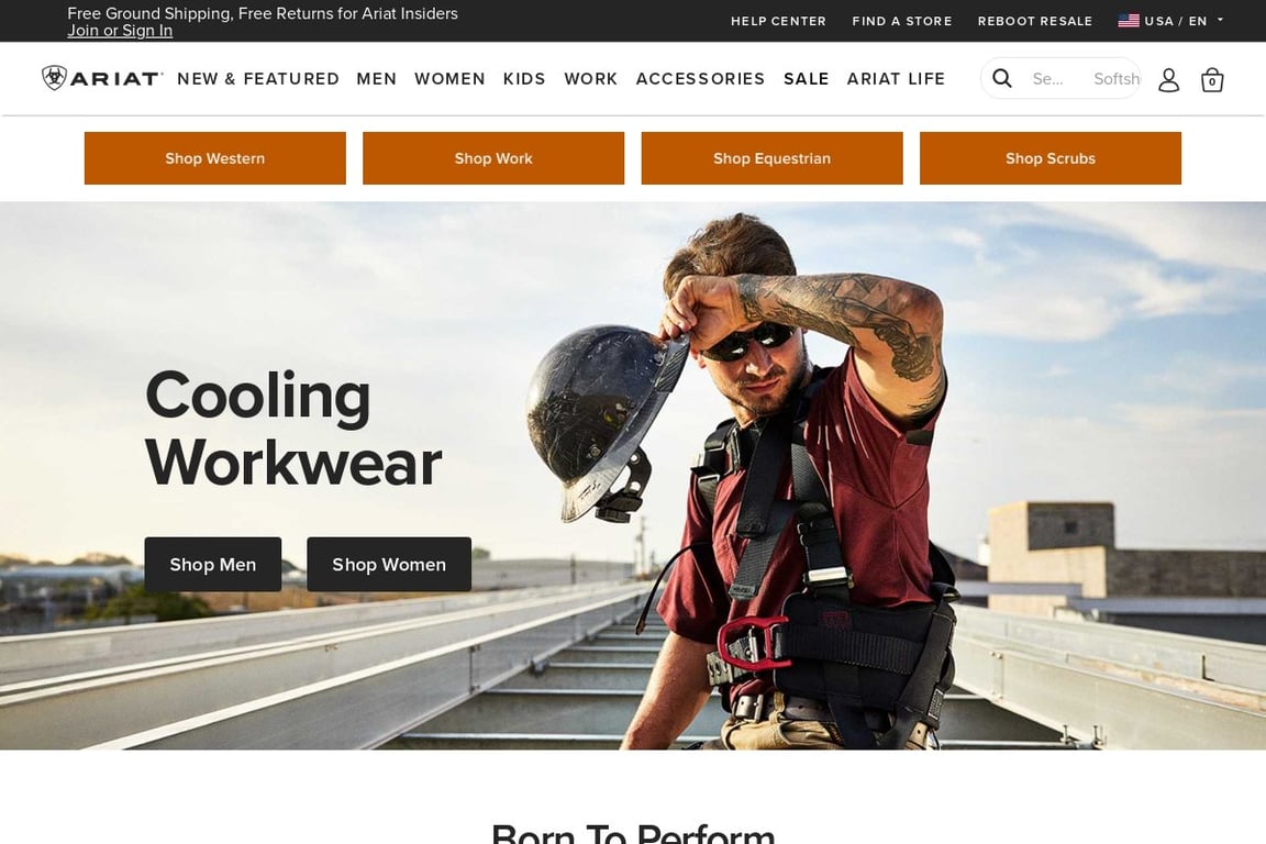 Ariat UK homepage