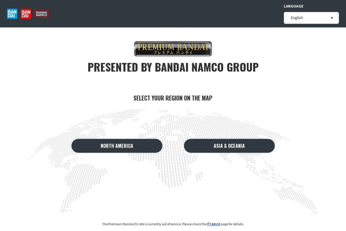 PREMIUM BANDAI USA homepage