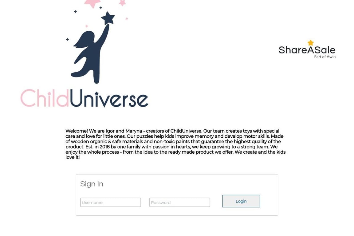 ChildUniverse affiliate program signup page