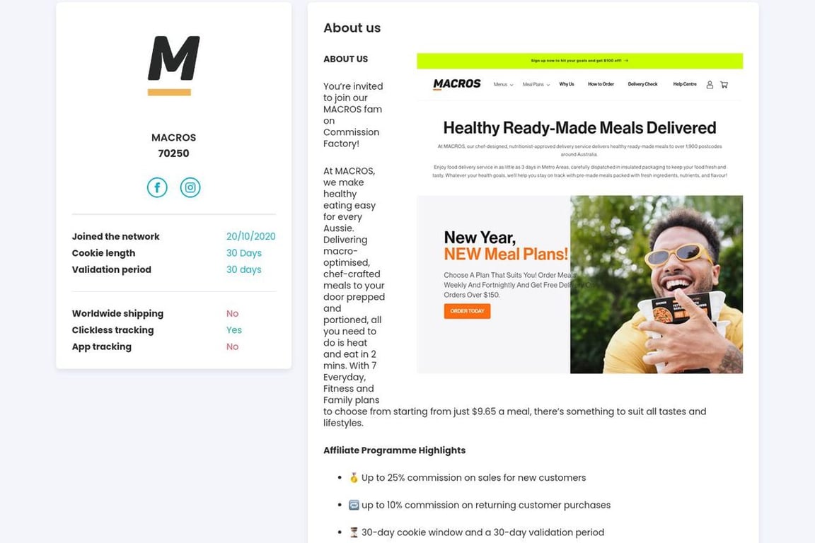 Macros affiliate program signup page