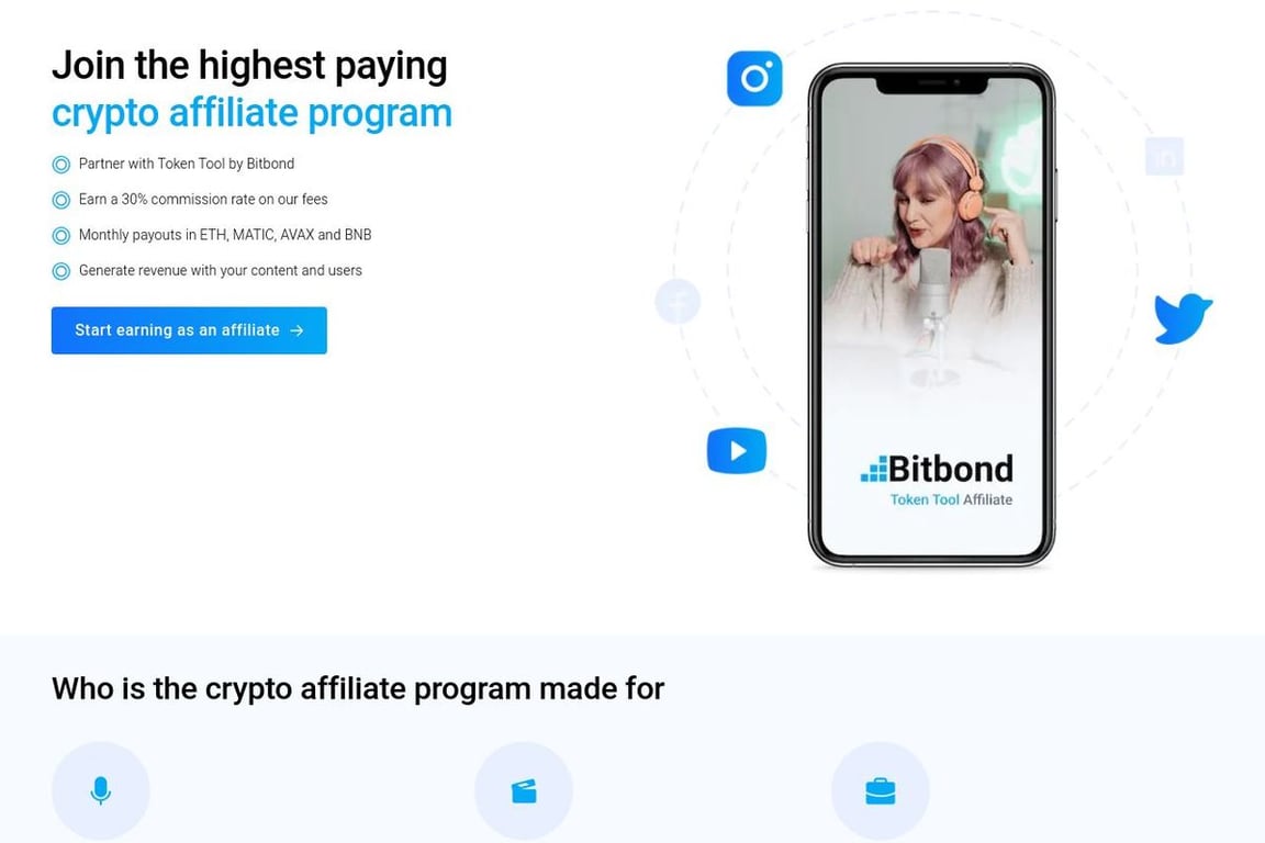 Bitbond affiliate program signup page