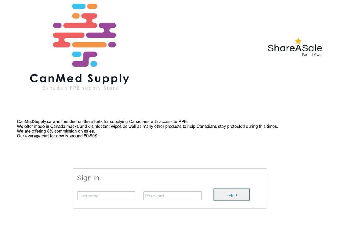 CanMed Supply affiliate program signup page