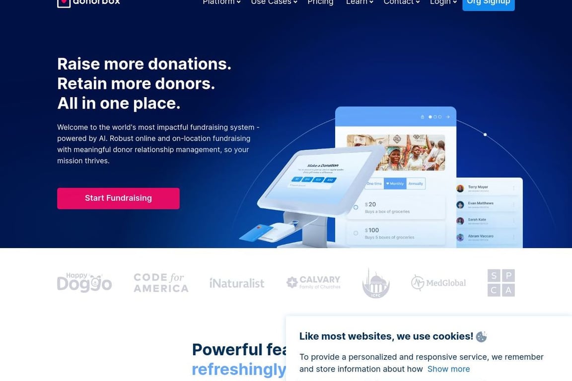 Donorbox homepage
