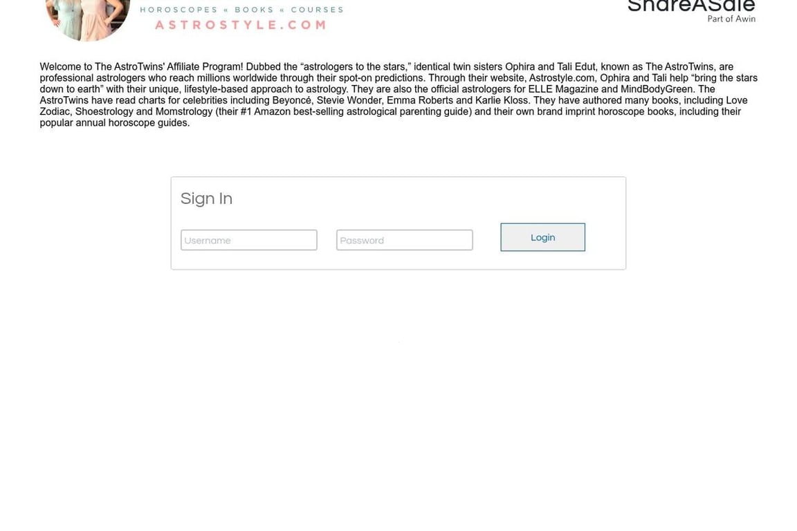 The AstroStyle affiliate program signup page