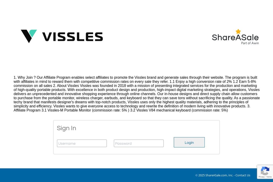 Vissles affiliate program signup page