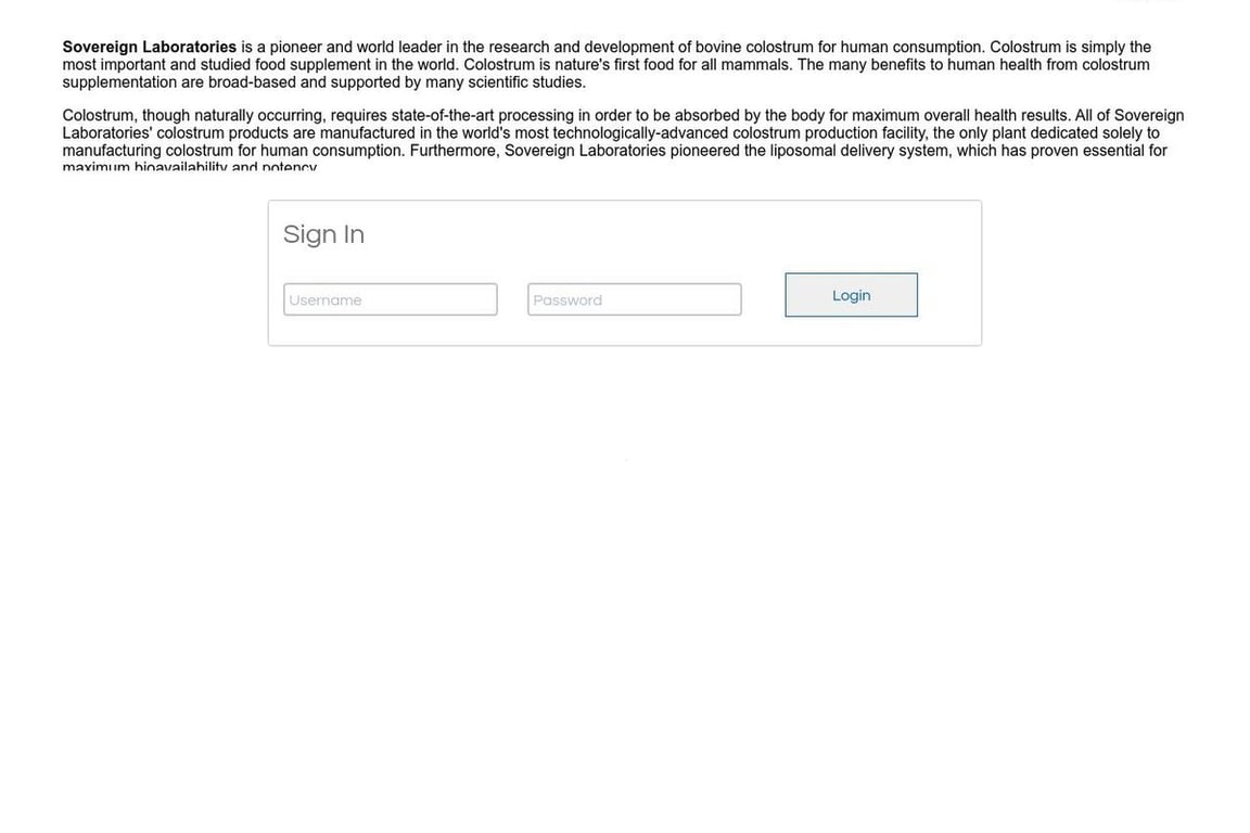 Sovereign Laboratories affiliate program signup page