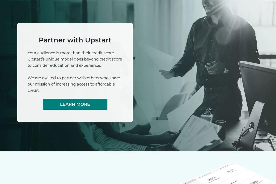 Upstart affiliate program signup page
