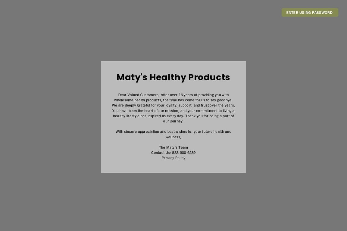 Maty’s Healthy Products homepage