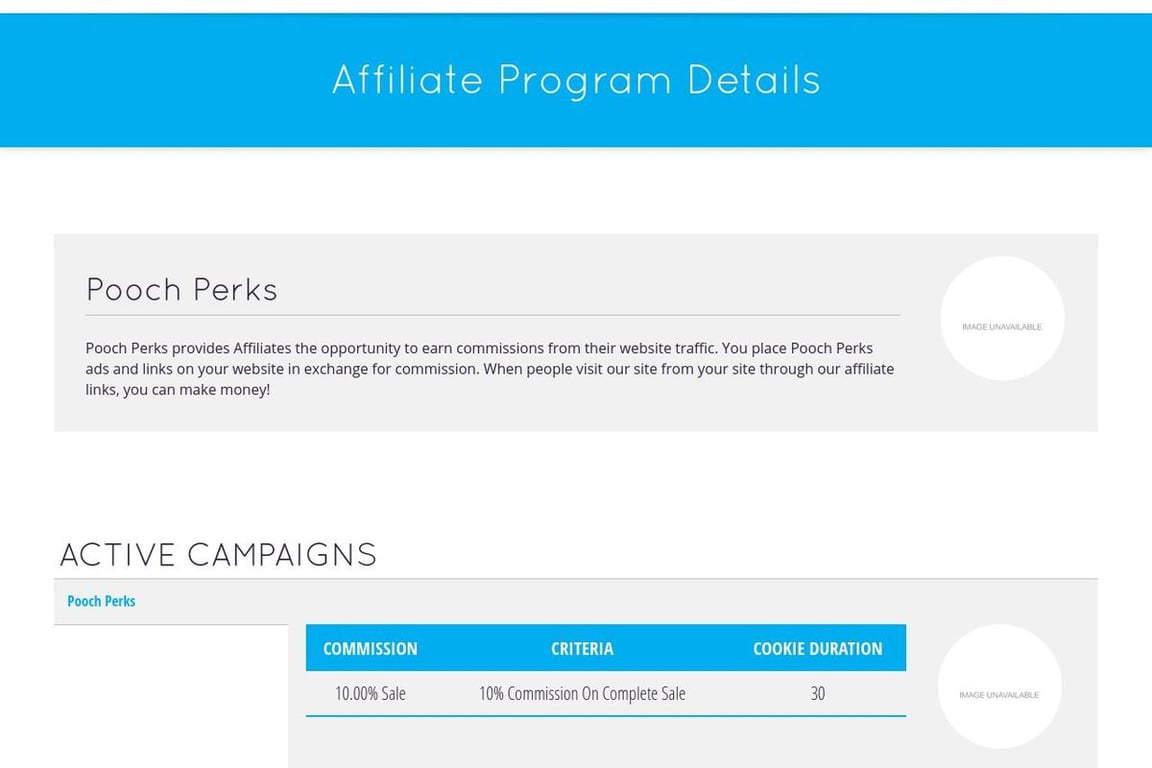 Pooch Perks affiliate program signup page