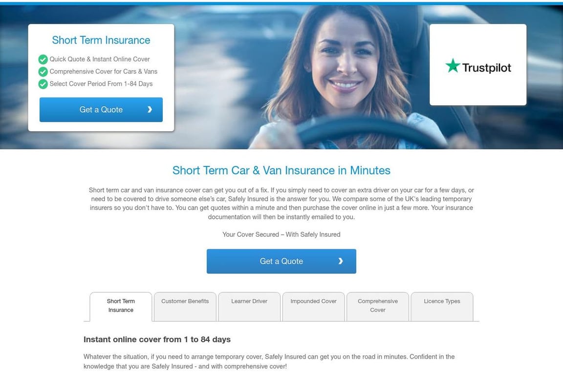 Safely Insured homepage
