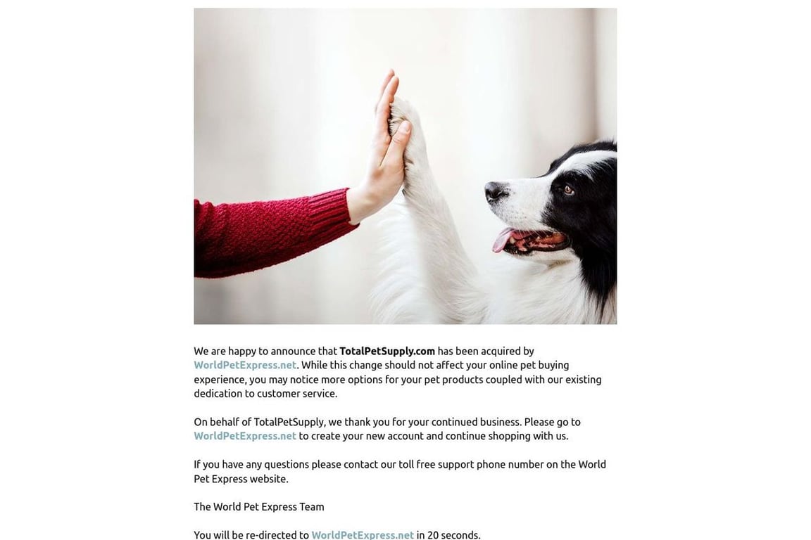Total Pet Supply homepage