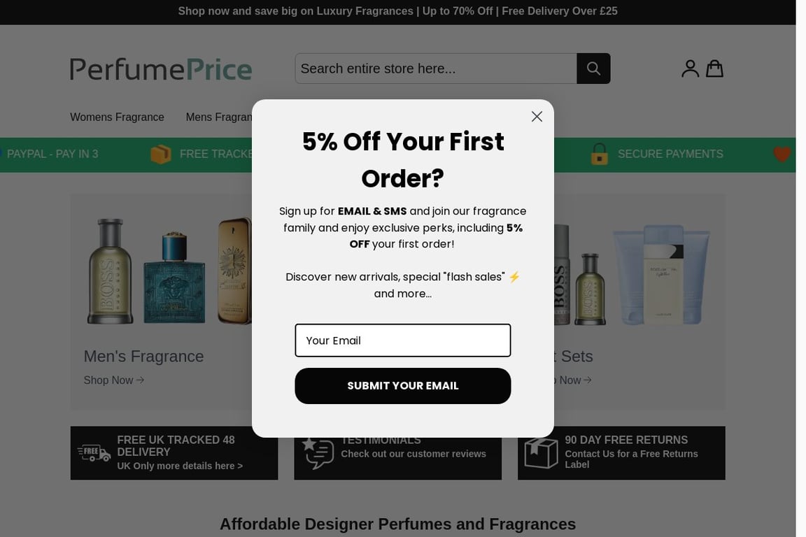 Perfume Price homepage